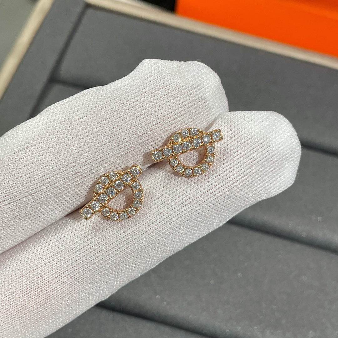 Hermes Echappee Mini Cubic Zirconia Stud Earrings