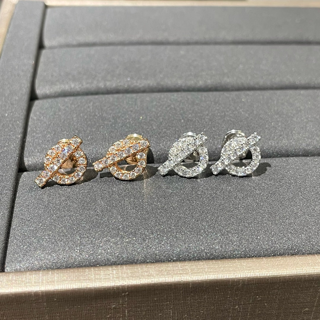Hermes Echappee Mini Cubic Zirconia Stud Earrings