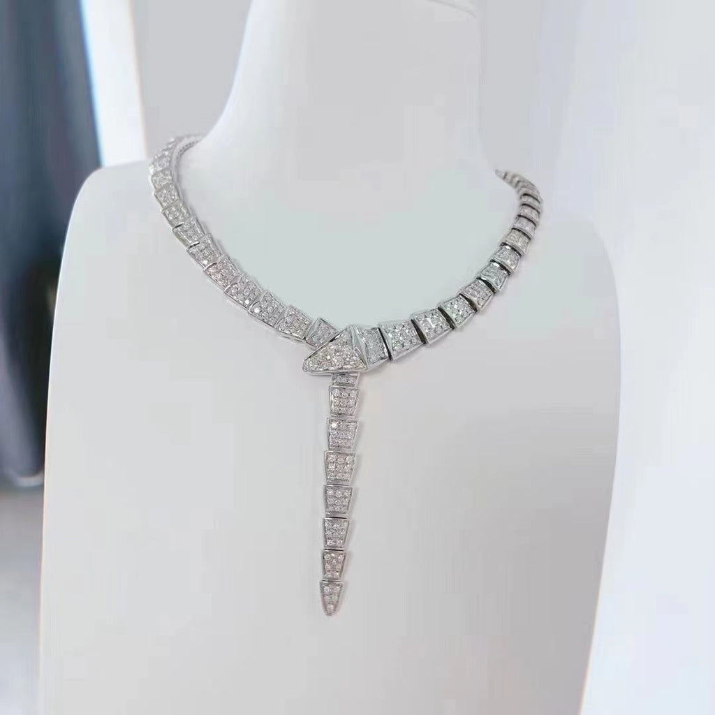 Bvlgari Serpenti Silver Cubic Zirconia Necklace