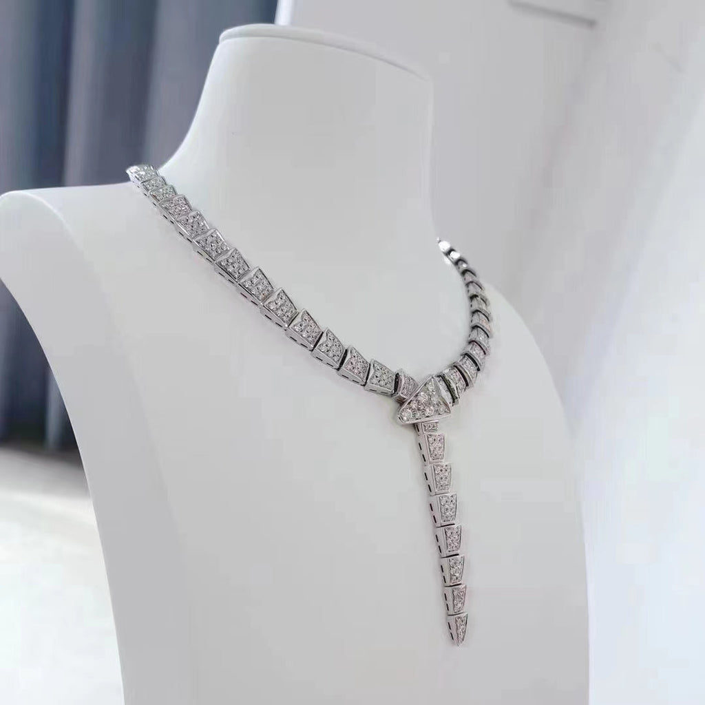 Bvlgari Serpenti Silver Cubic Zirconia Necklace