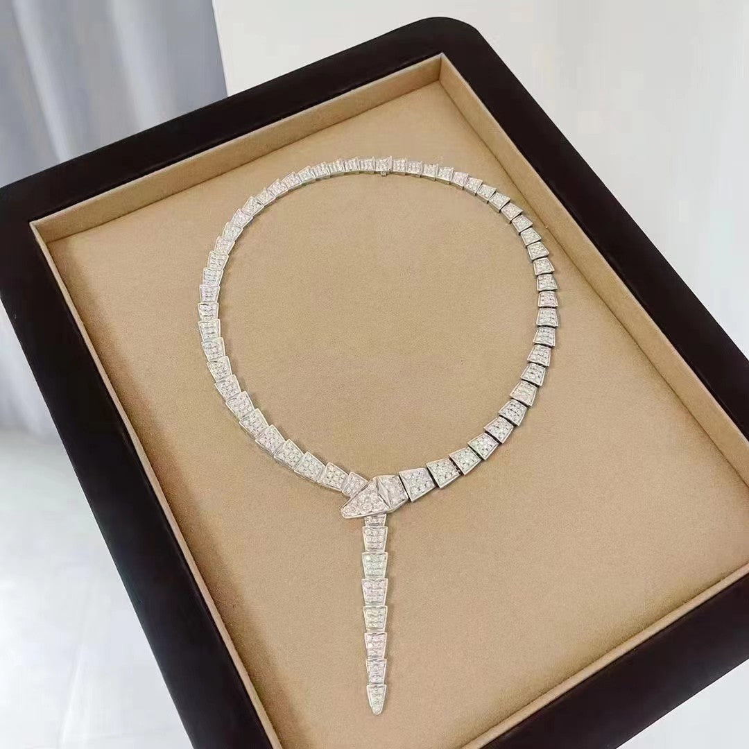 Bvlgari Serpenti Silver Cubic Zirconia Necklace