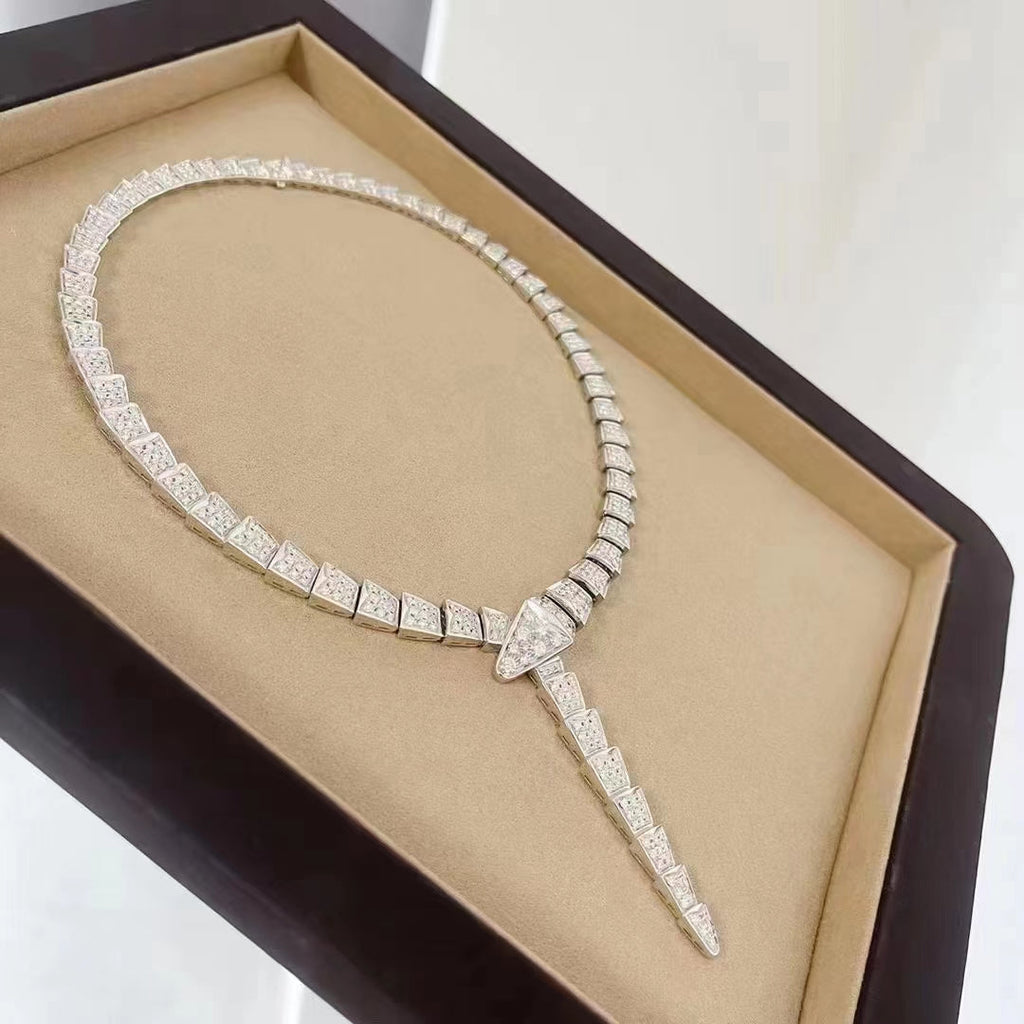 Bvlgari Serpenti Silver Cubic Zirconia Necklace