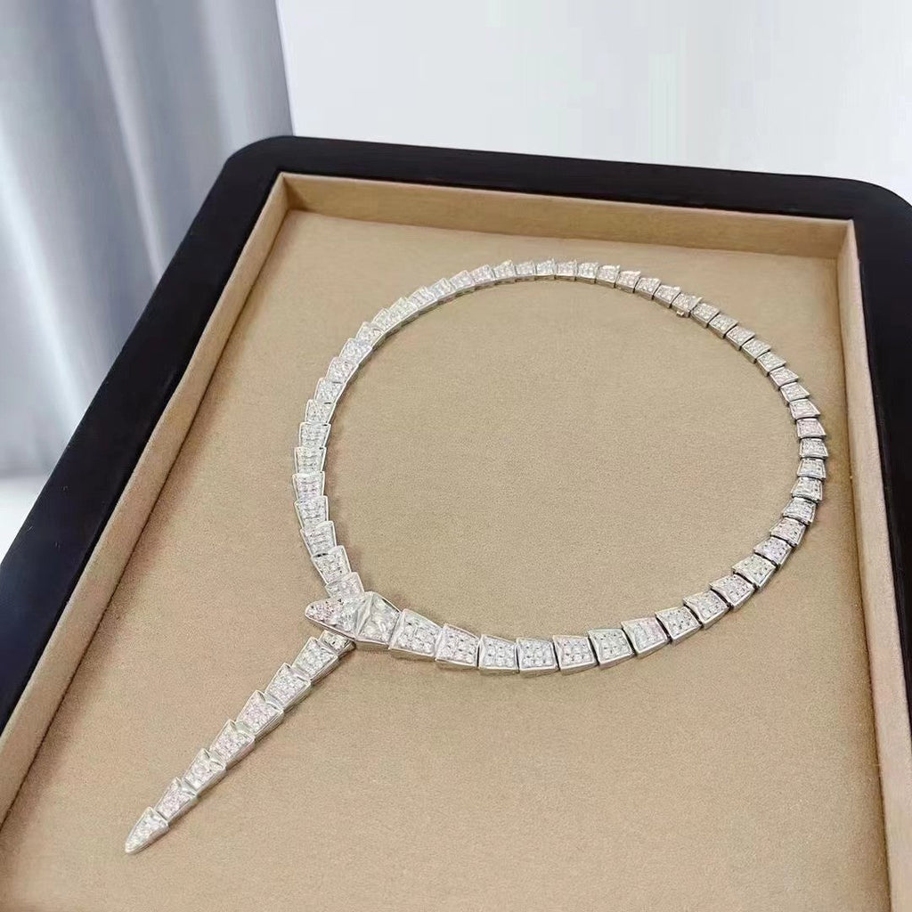 Bvlgari Serpenti Silver Cubic Zirconia Necklace