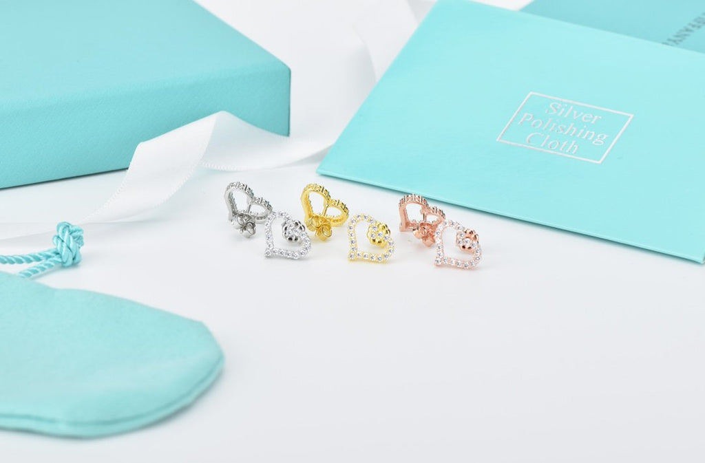 Tiffany Open Heart Stud Cubic Zirconia Earrings
