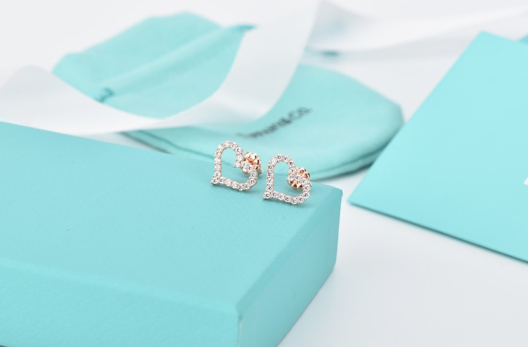 Tiffany Open Heart Stud Cubic Zirconia Earrings