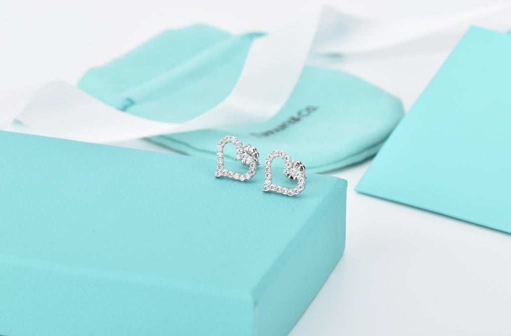 Tiffany Open Heart Stud Cubic Zirconia Earrings