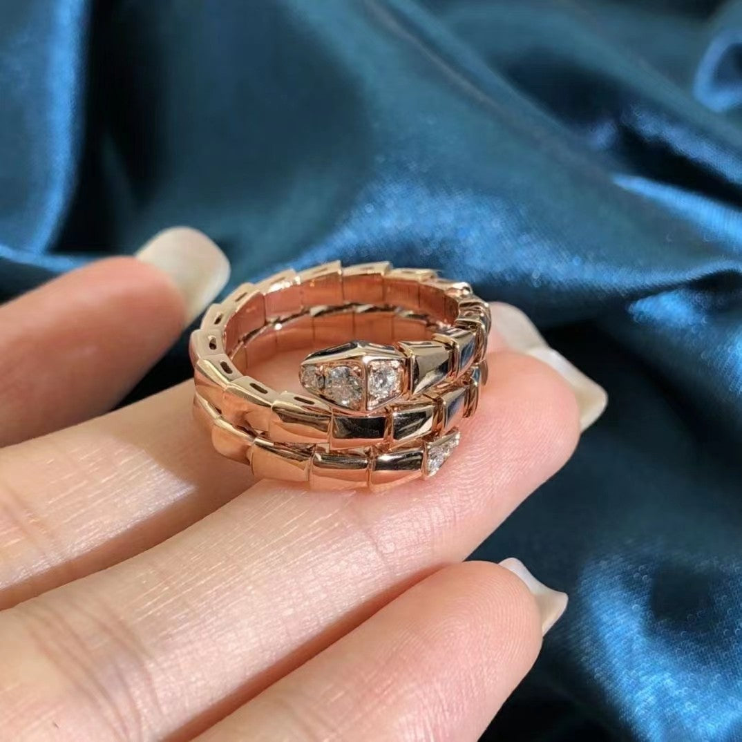 Bvlgari Serpenti Double Row Diamond Ring