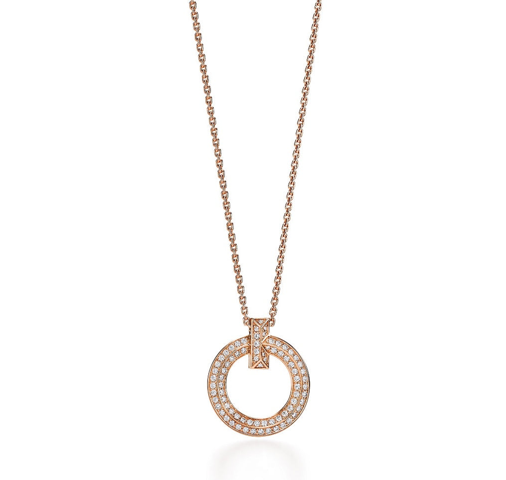 Tiffany T Circle Pendant Cubic Zirconia Necklace