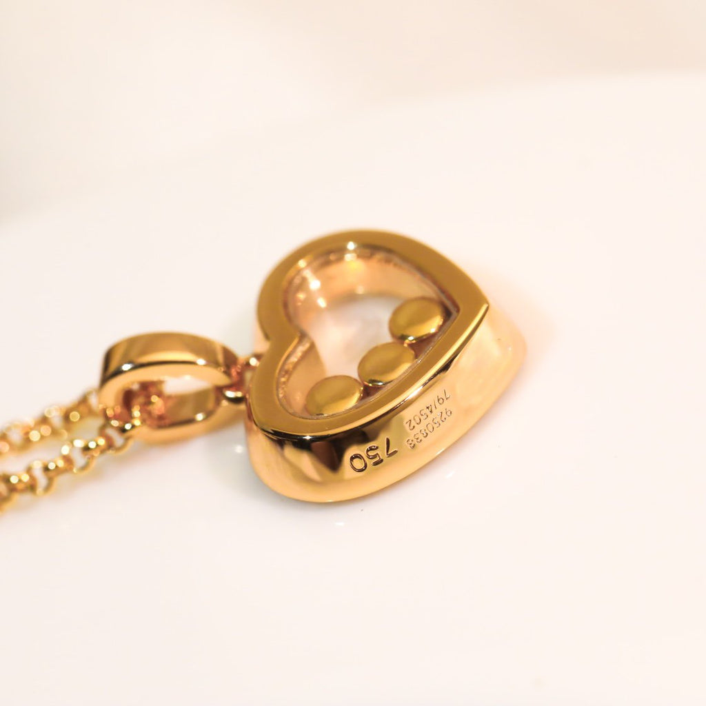Chopard Heart Pendant Cubic Zirconia Pink Gold Necklace