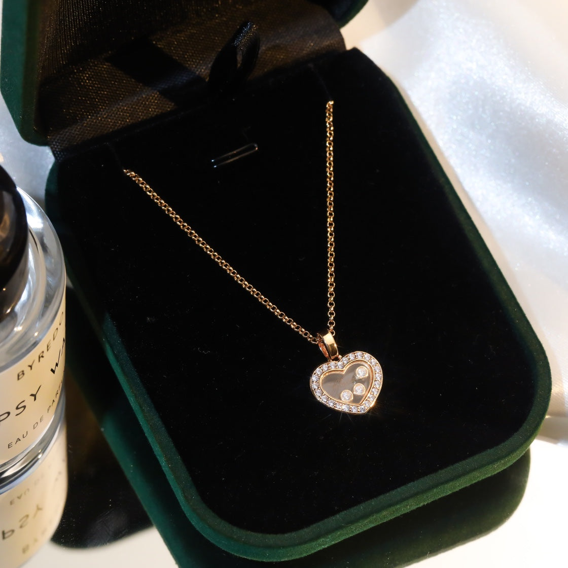 Chopard Heart Pendant Cubic Zirconia Pink Gold Necklace