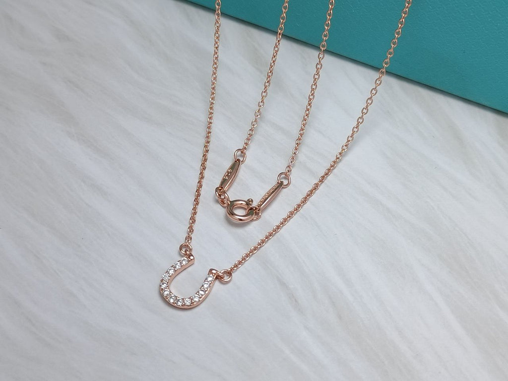 Tiffany U Pendant Cubic Zirconia Necklace