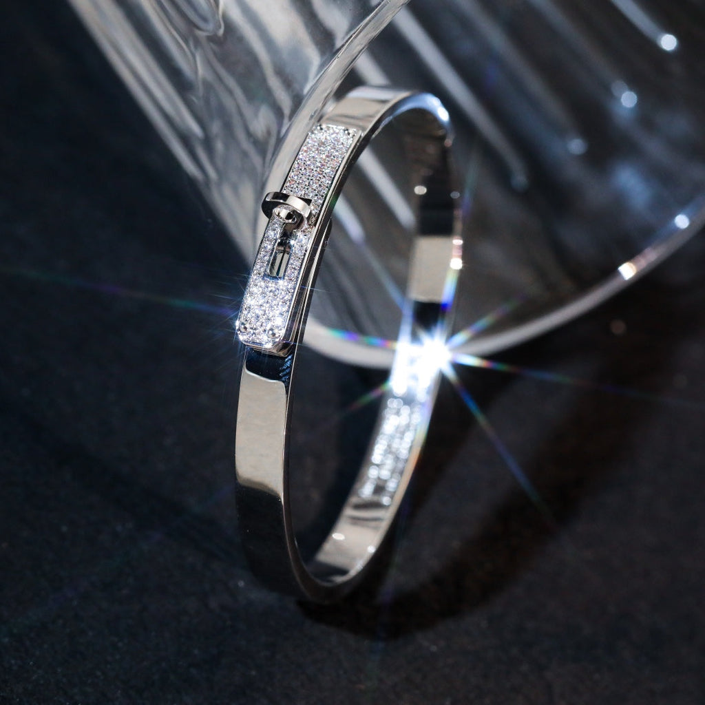 Hermes Kelly Silver Cubic Zirconia Bracelet