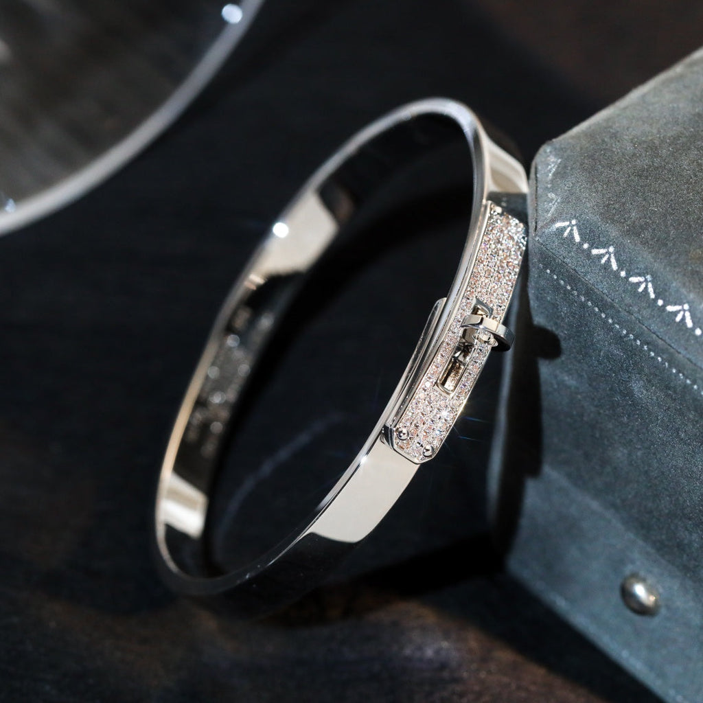 Hermes Kelly Silver Cubic Zirconia Bracelet
