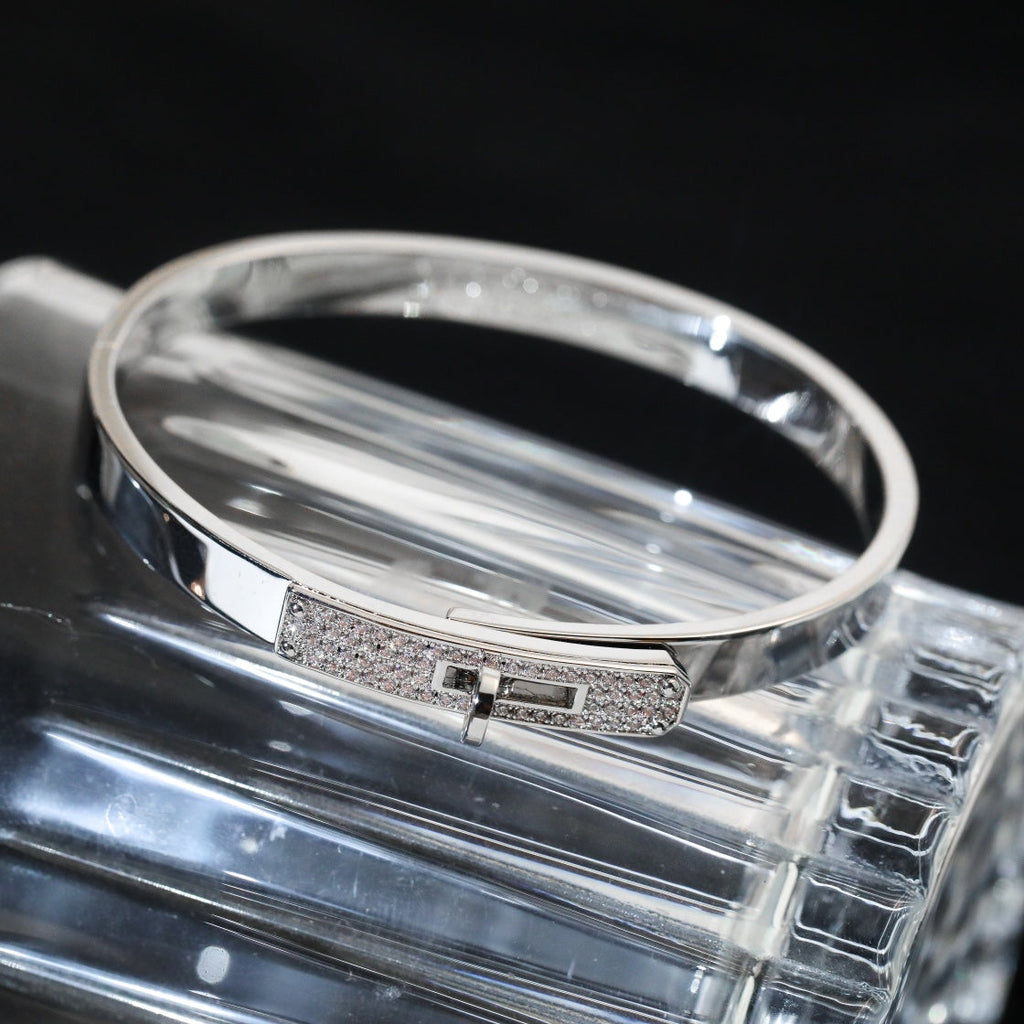 Hermes Kelly Silver Cubic Zirconia Bracelet