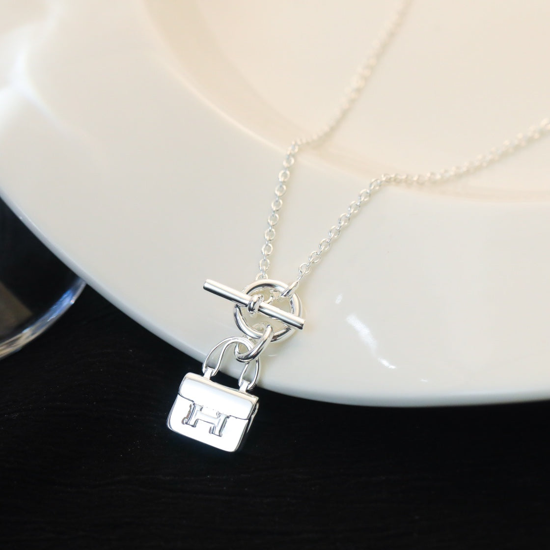 Hermes Pop H Pendant Silver Necklace