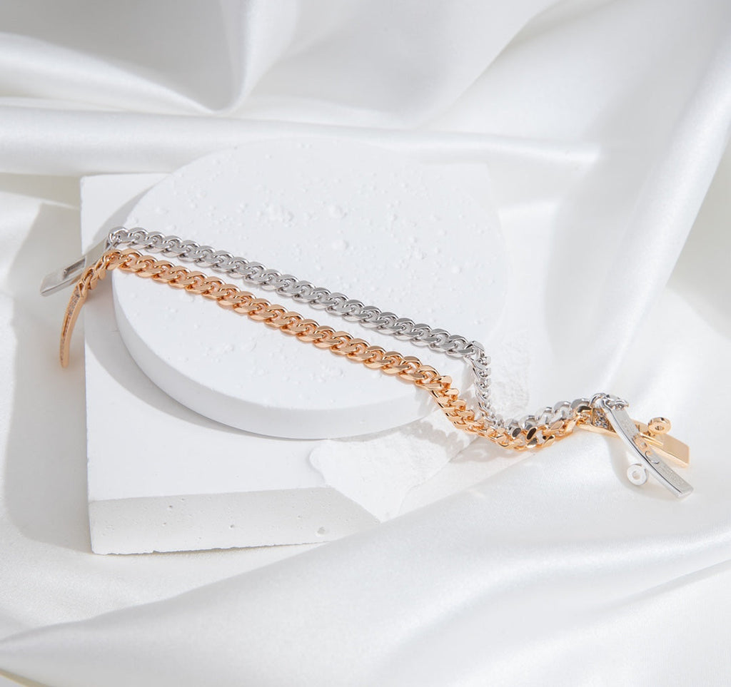 Hermes Kelly Chain Silver Cubic Zirconia Bracelet