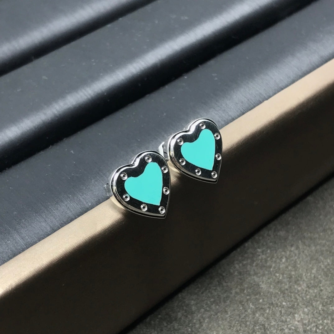 Tiffany Heart Stud Silver Earrings