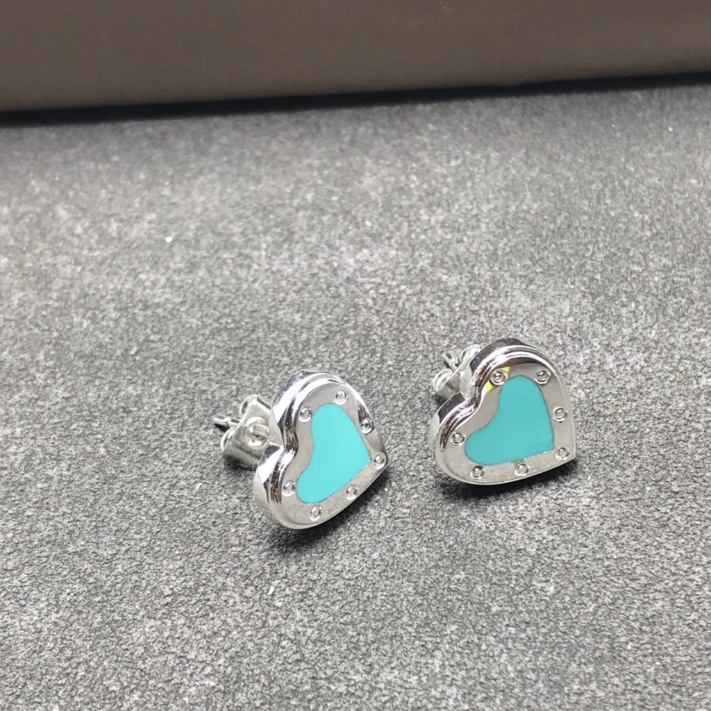 Tiffany Heart Stud Silver Earrings
