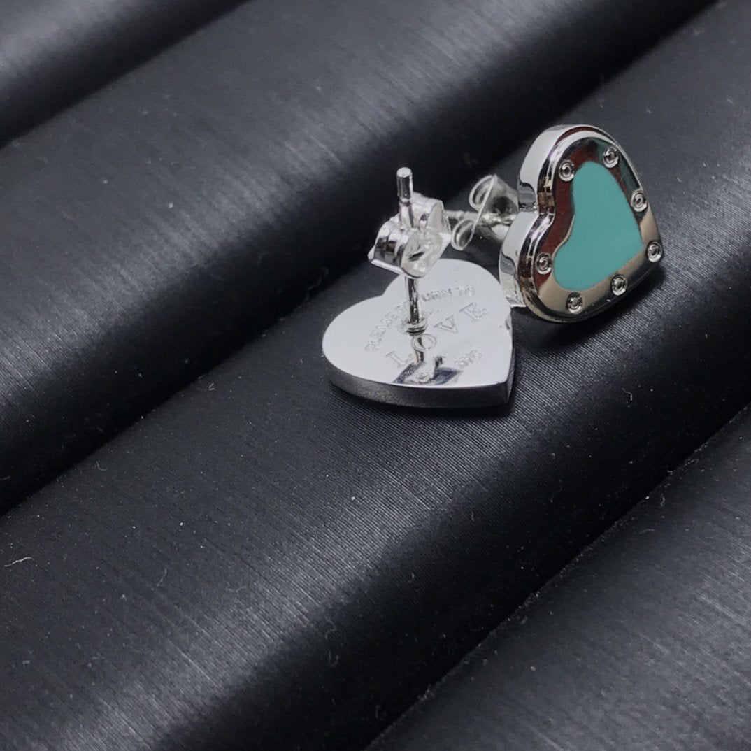 Tiffany Heart Stud Silver Earrings
