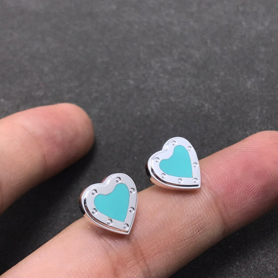 Tiffany Heart Stud Silver Earrings