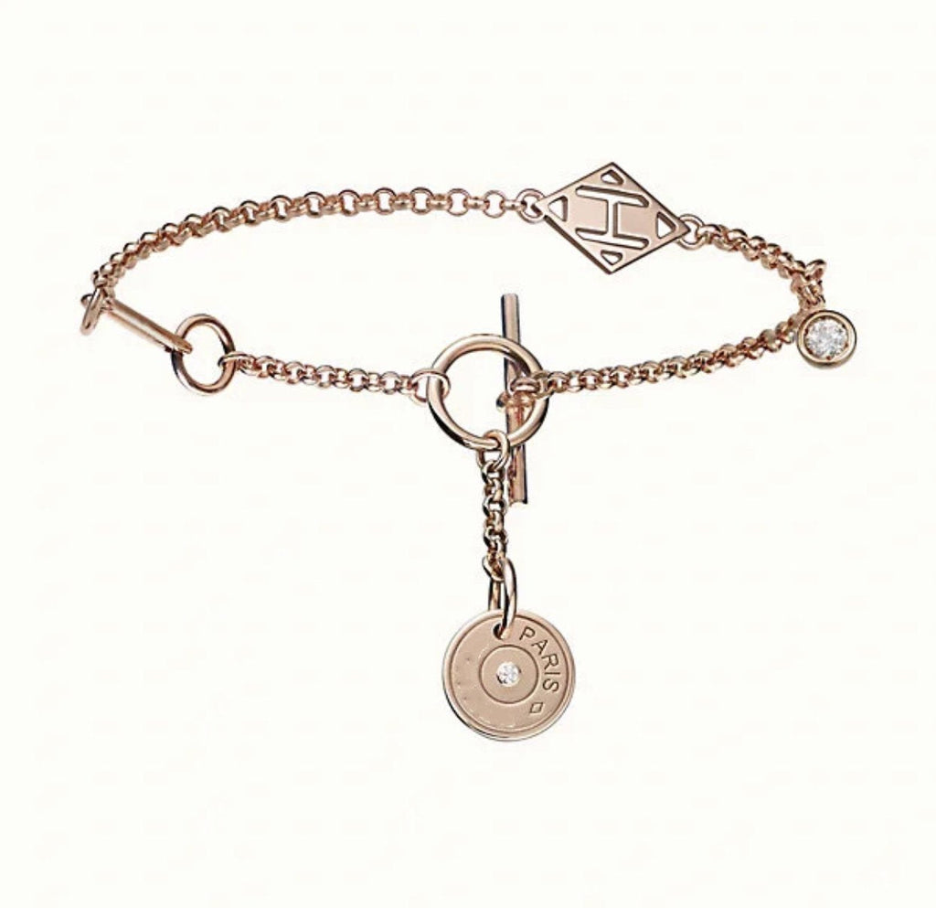 Hermes Echapee Pink Gold Bracelet