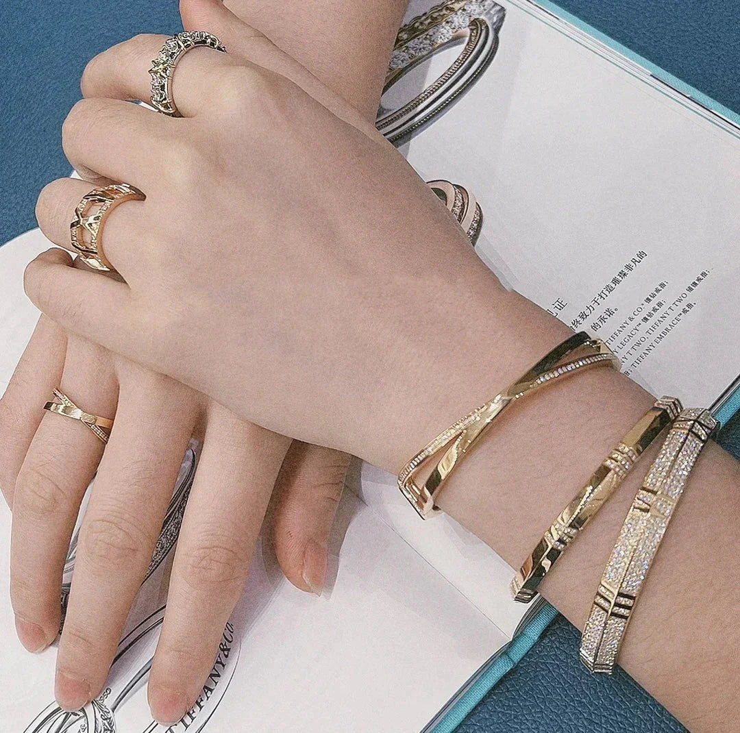 Tiffany Narrow Hinged Banglein with Cubic Zirconia Small