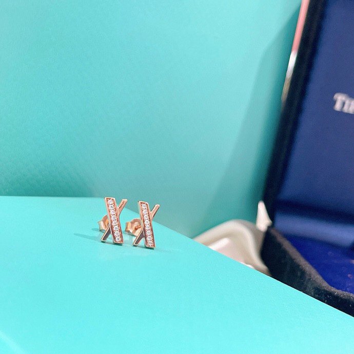 Tiffany X Earrings Rose Gold Cubic Zirconia