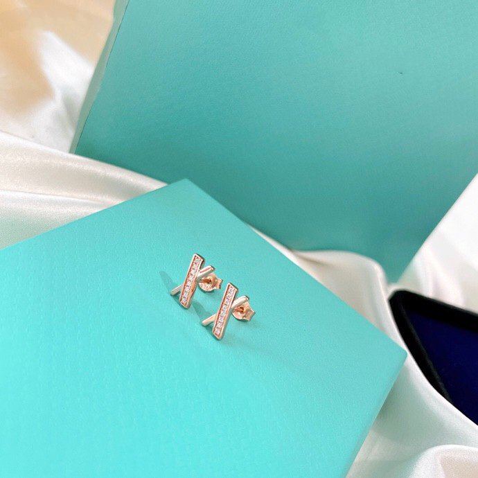 Tiffany X Earrings Rose Gold Cubic Zirconia