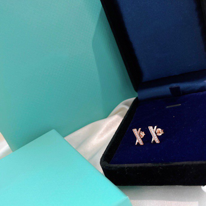 Tiffany X Earrings Rose Gold Cubic Zirconia
