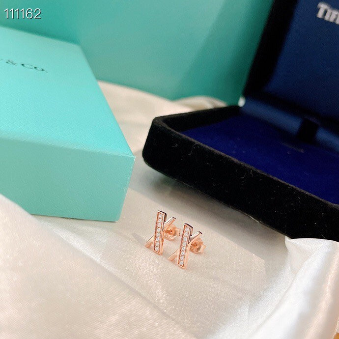Tiffany X Earrings Rose Gold Cubic Zirconia