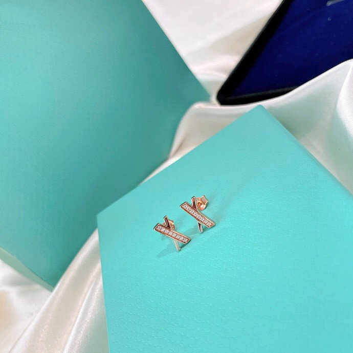Tiffany X Earrings Rose Gold Cubic Zirconia