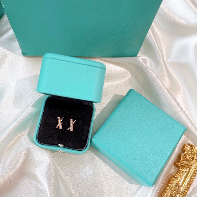 Tiffany X Earrings Rose Gold Cubic Zirconia