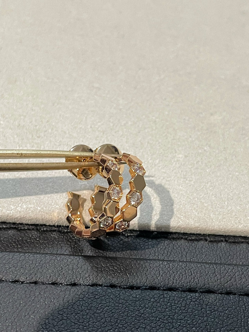Chaumet Honee Pink Gold Cubic Zirconia Hoop Earrings