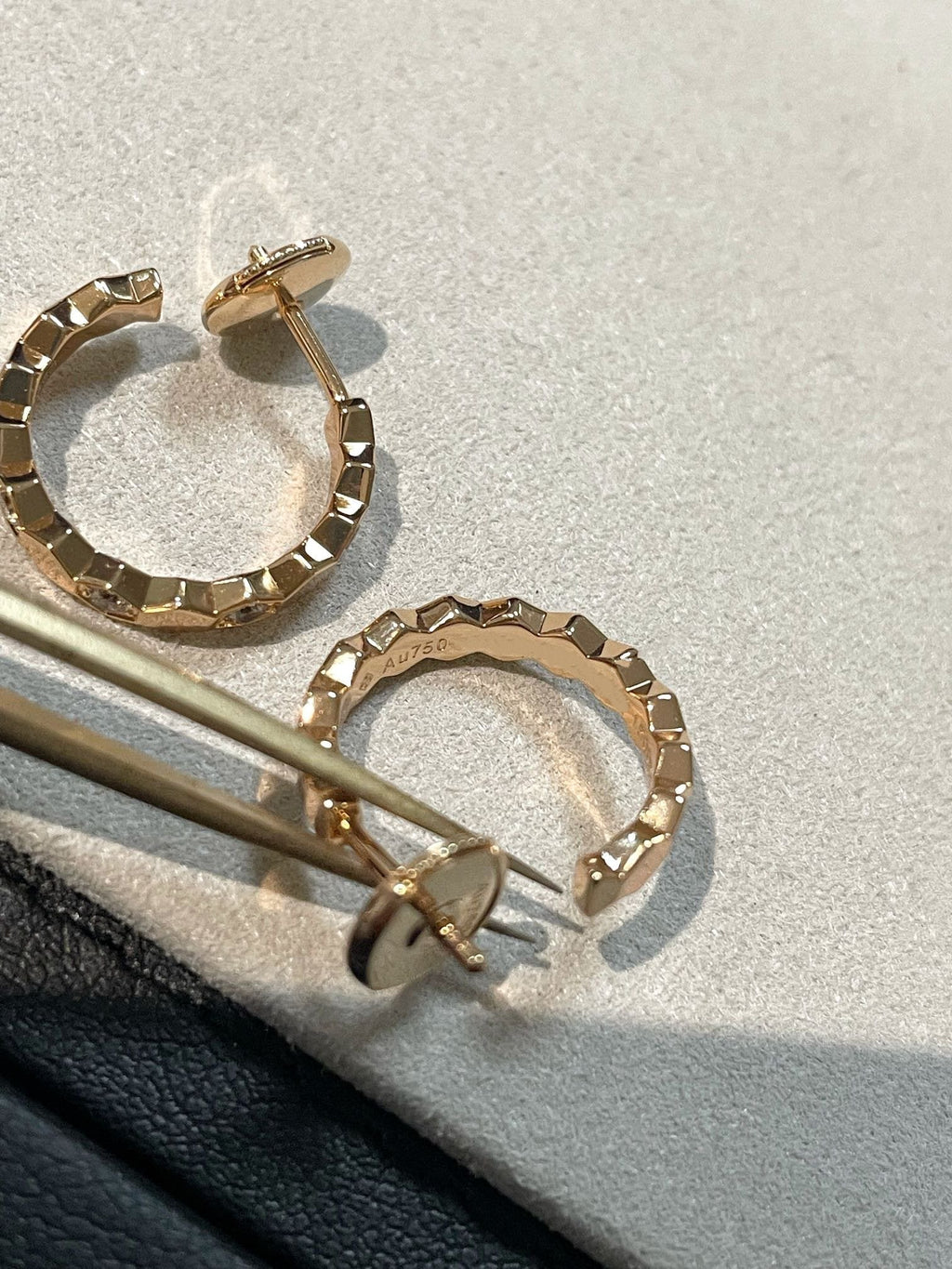 Chaumet Honee Pink Gold Cubic Zirconia Hoop Earrings
