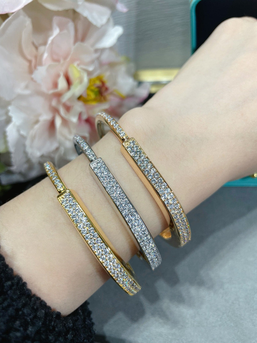 Tiffany Lock Bracelet Cubic Zirconia Paved