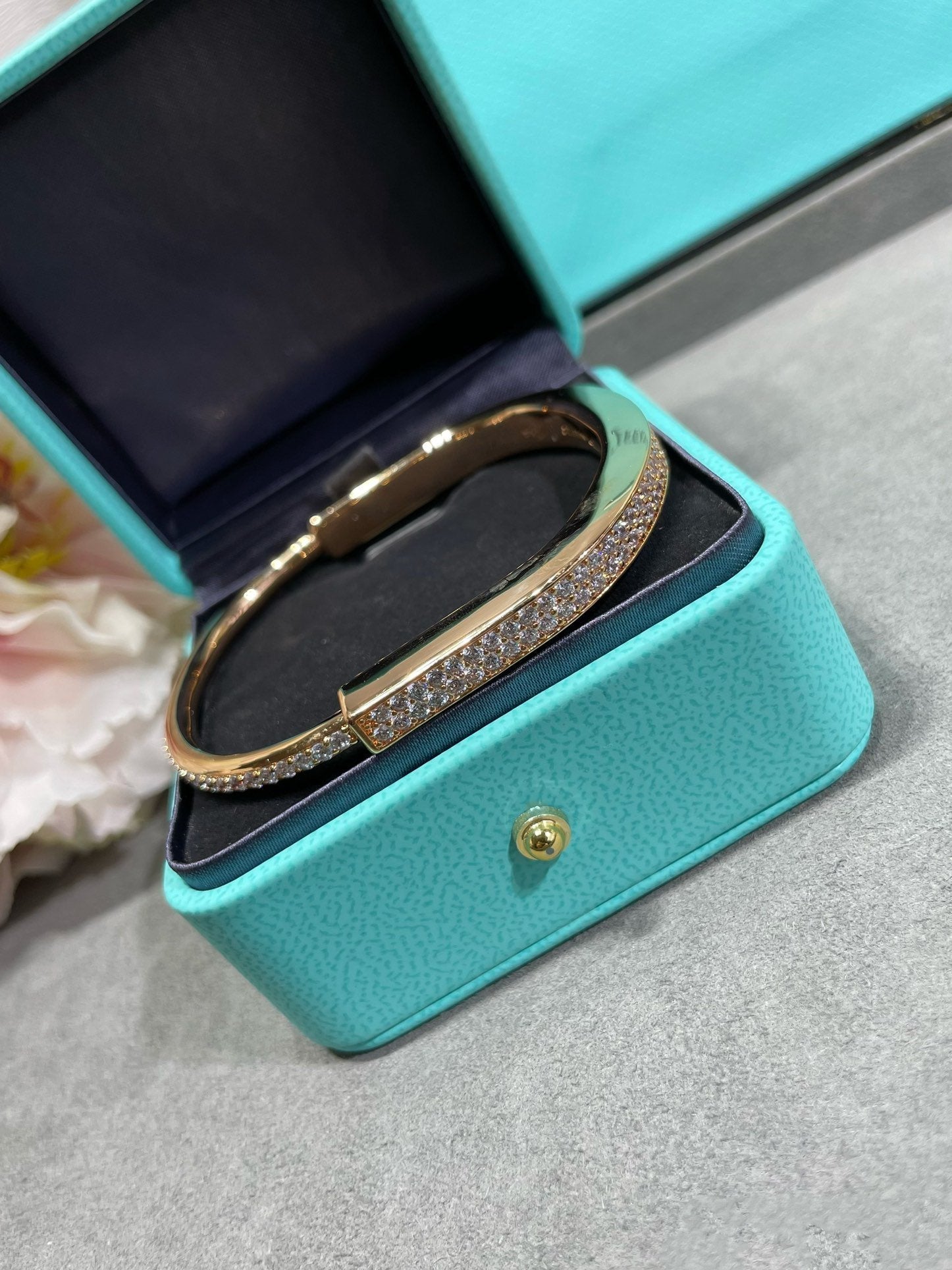 Tiffany Lock Bracelet Cubic Zirconia Paved