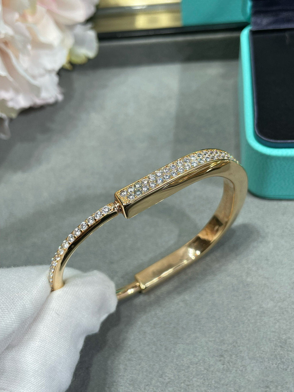 Tiffany Lock Bracelet Cubic Zirconia Paved