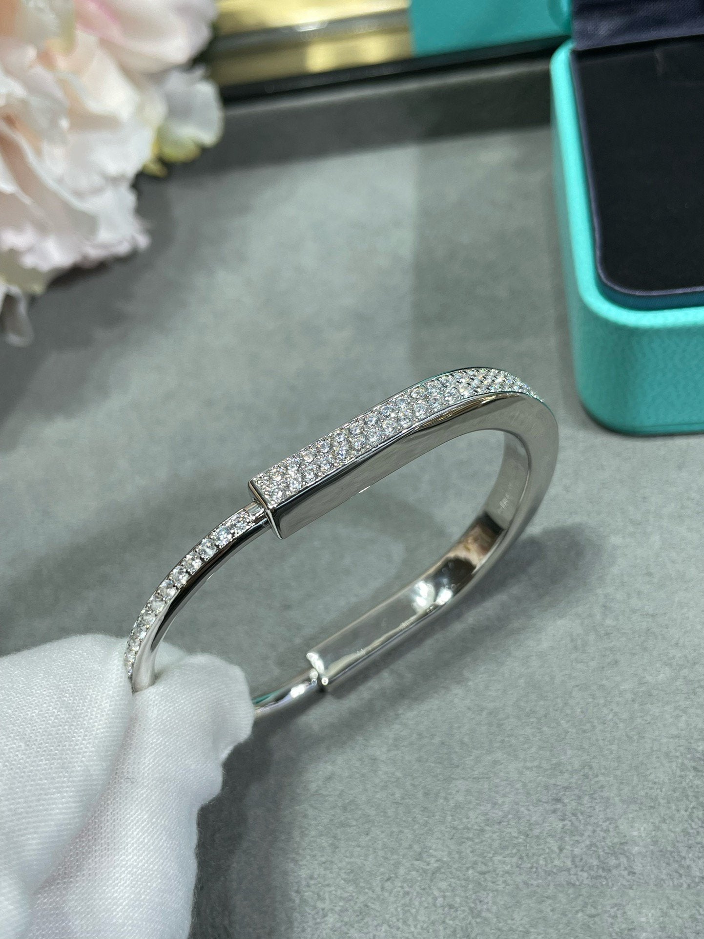 Tiffany Lock Bracelet Cubic Zirconia Paved