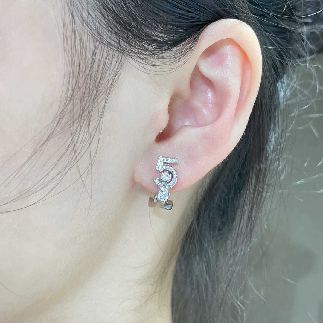 Chanel No5 Cubic Zirconia Stud Earrings