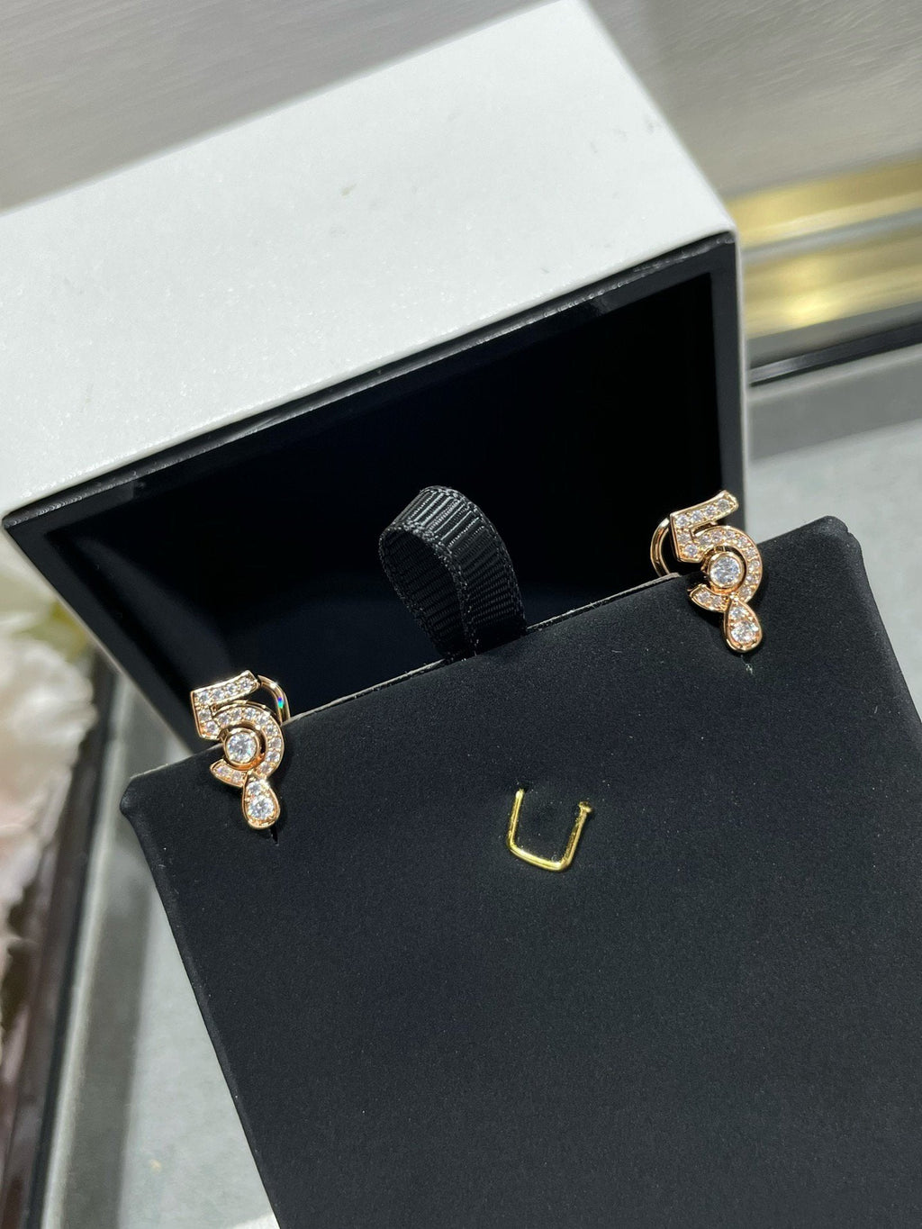 Chanel No5 Cubic Zirconia Stud Earrings
