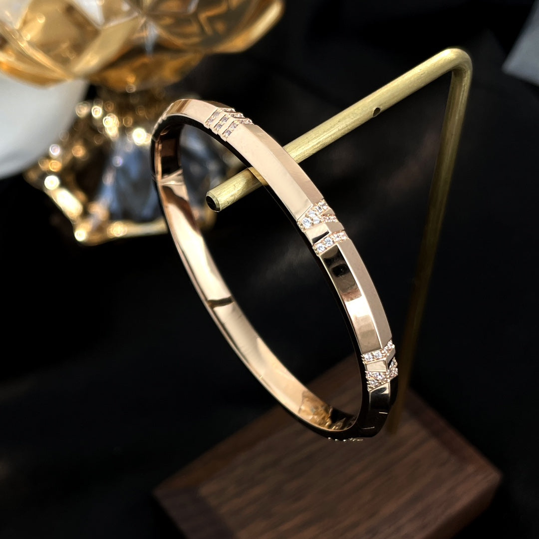 Tiffany Atlas Bracelet 6MM Cubic Zirconia Pink Gold
