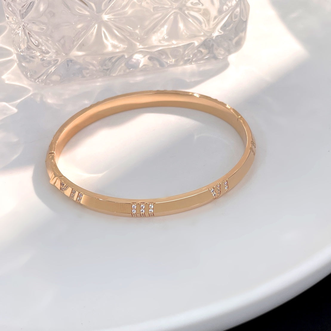 Tiffany Atlas Bracelet 6MM Cubic Zirconia Pink Gold