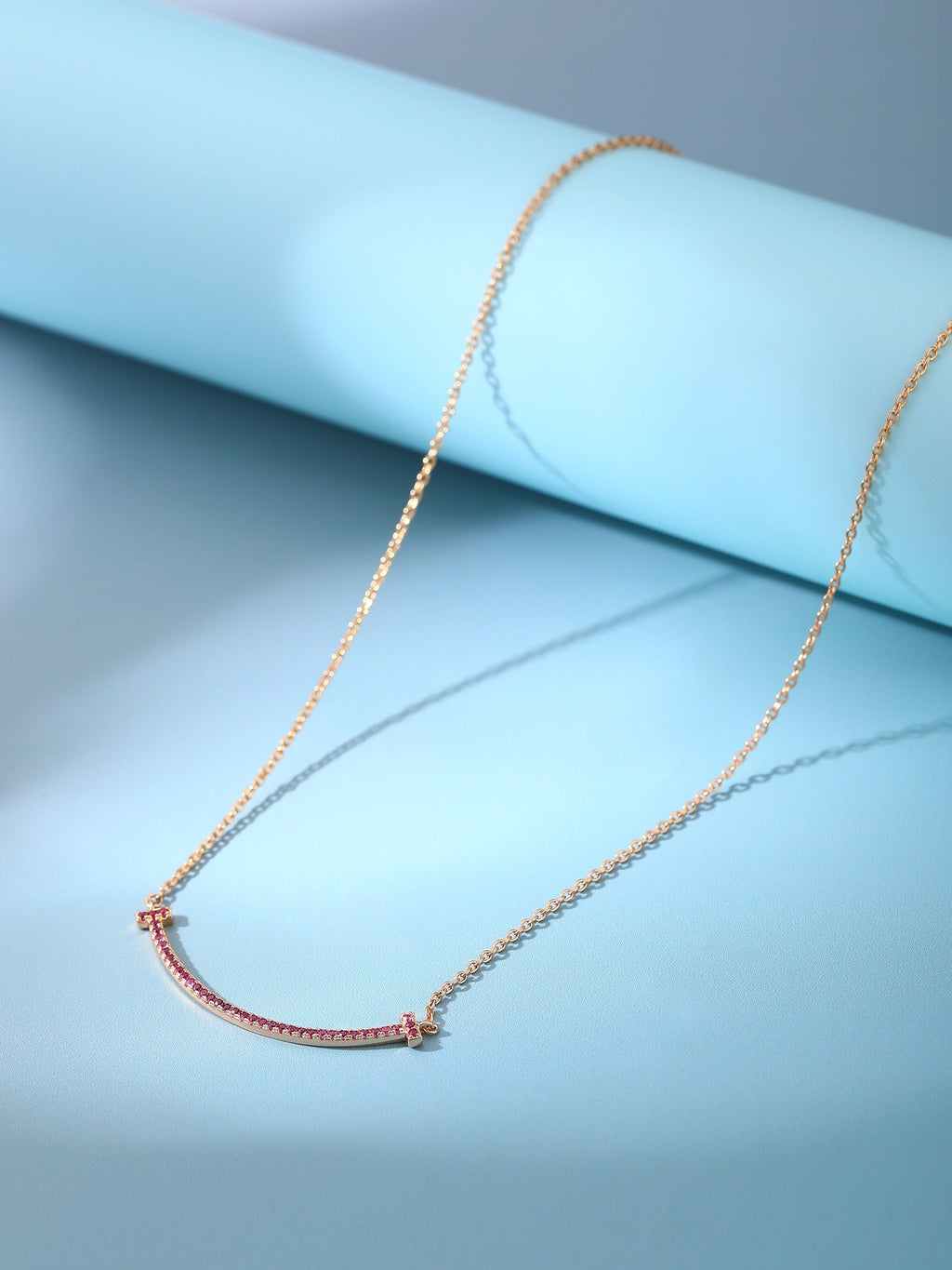 Tiffany Big Smile Pendant Pink Cubic Zirconia Necklace