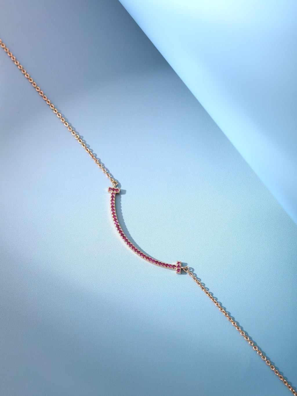 Tiffany Big Smile Pendant Pink Cubic Zirconia Necklace