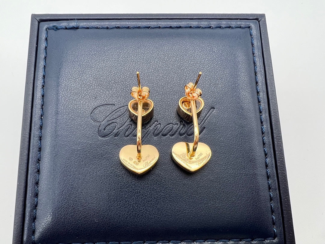 Chopard Happy Heart Pink Gold Drop Earrings