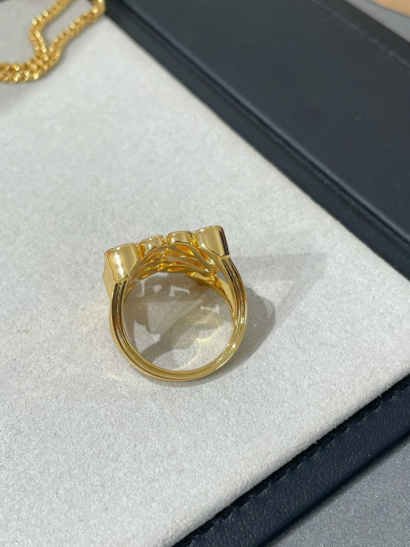 Dior Annagram Cubic Zirconia Paved Gold Ring