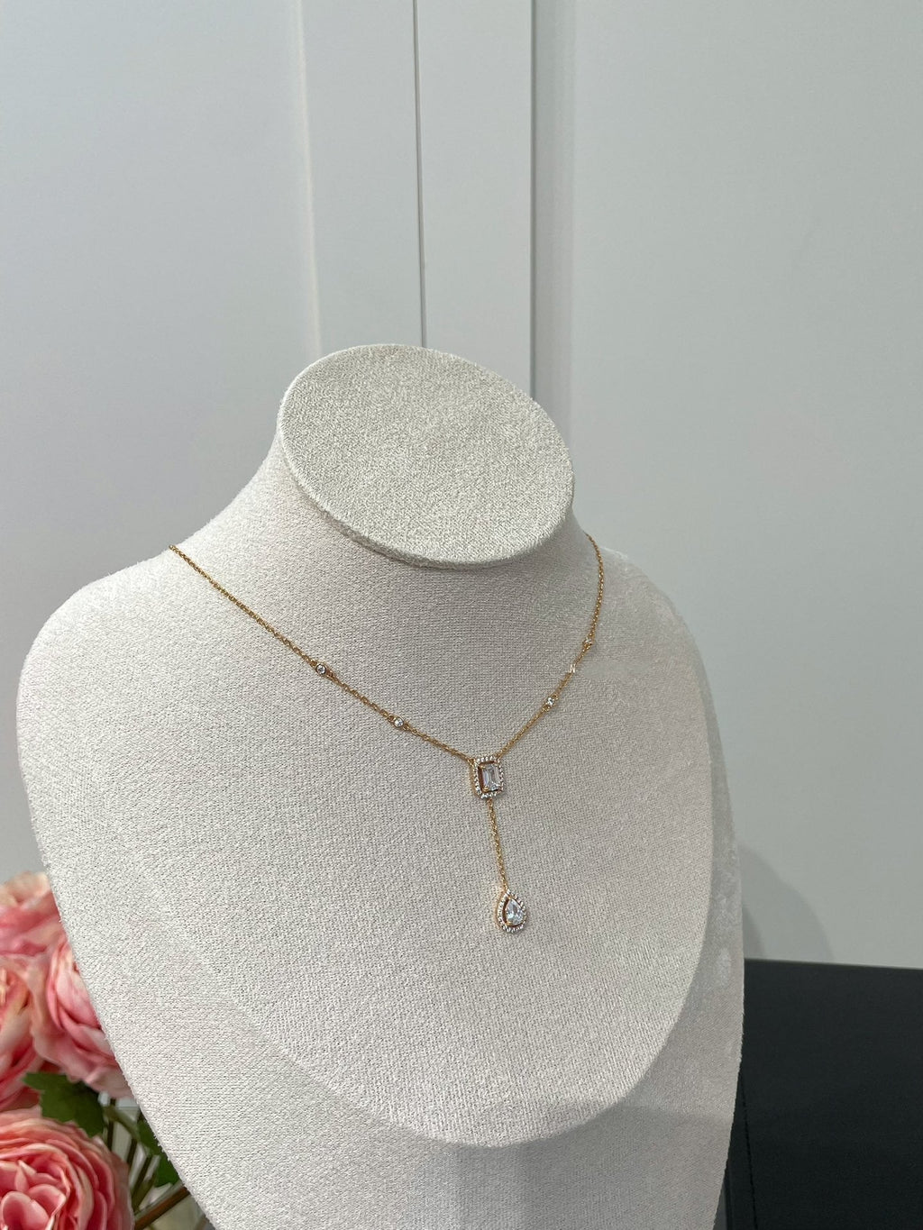 Messika My Twin Cubic Zirconia Pink Gold Tie Necklace