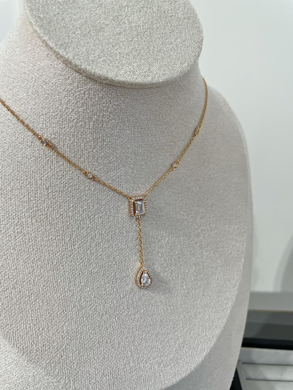 Messika My Twin Cubic Zirconia Pink Gold Tie Necklace