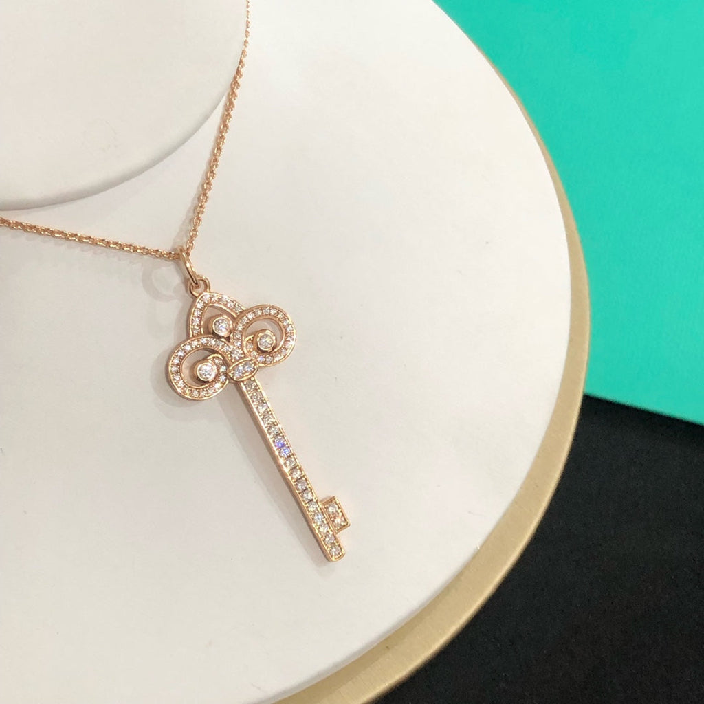 Tiffany Fleur Key Cubic Zirconia Necklace