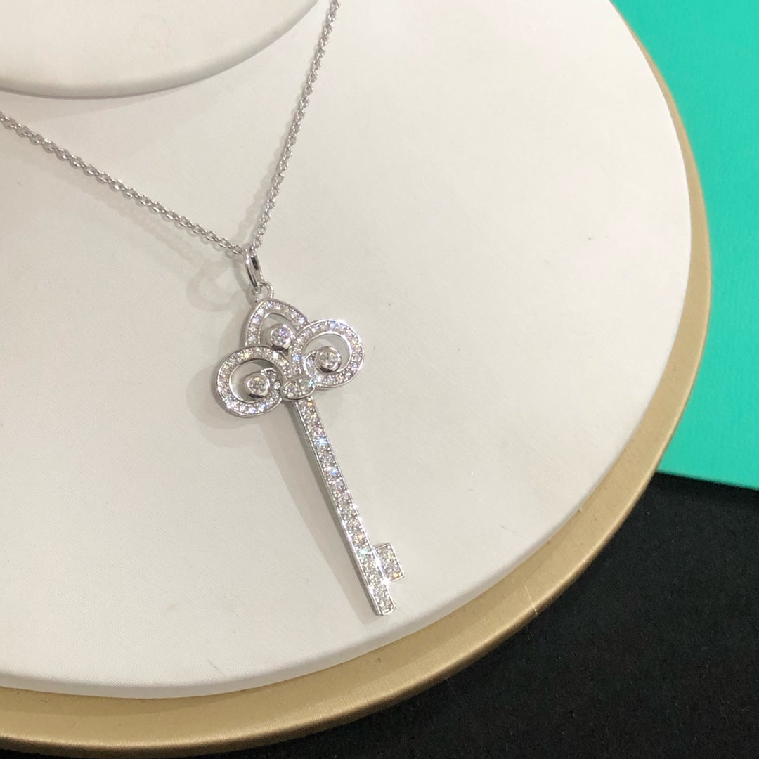 Tiffany Fleur Key Cubic Zirconia Necklace